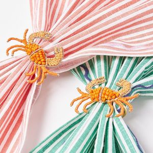 Artisan Woven Teal <b>Crab</b> Beaded Napkin Ring Elegant Handcrafted Nautical Tableware for Luxury Coastal Wedding Banquet Decor - Product Image 5
