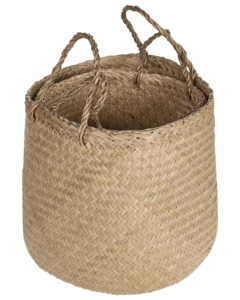 Ensemble de 2 paniers en jonc de mer naturel, faits à la main, pour le rangement, vente en gros, écologiques, fabriqués au Vietnam - Product Image 2
