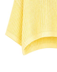 Suéter corto de punto amarillo personalizado para mujer, holgado, con diseño calado, estilo casual, manga ancha, top acanalado a la moda - Product Image 6