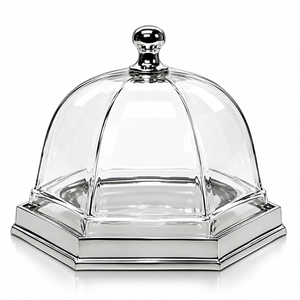 Plateau à chocolat hexagonal en argent au design moderne avec dôme transparent pour hôtels, mariages et événements – Tailles et couleurs personnalisées disponibles - Product Image 1