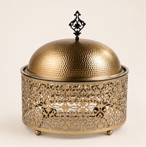 Casserole de luxe dorée martelée, chauffe-plats moderne de style arabe pour mariages et traiteur d'hôtels royaux, prix bas - Product Image 1