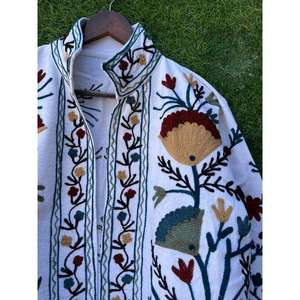 <b>White</b> Suzani Embroidery Velvet Fabric <b>Jacket</b> <b>Jacket</b> for Womens Indian Outfits Available at Wholesale Price For Export - Product Image 2
