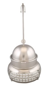 Plat à chafing de luxe or et argent avec couvercle suspendu unique et base perforée pour événements de restauration hôtelière élégants - Product Image 4