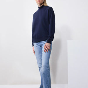 Sudadera Oversize de Cuello Alto Azul Marino para Mujer, de Felpa Premium Gruesa, Manga Larga, Estilo Casual para Uso Diario - Product Image 4