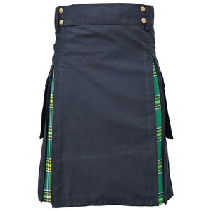 Kilt Híbrido para Mujer, Negro, Tela de Algodón Resistente, Pliegues de Tartán Escocés Irlandés, Bolsillos Cargo, Kilt Tradicional Moderno - Product Image 4