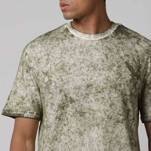 T-shirts en coton tricoté 100 % respirants à séchage rapide pour hommes, coupe classique, effet délavé vintage, personnalisables en gros, prix abordable - Product Image 1