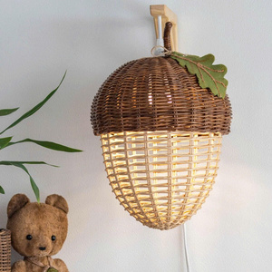 Wholesale High Quality Acorn Shaped Rattan Pendant <b>Wall</b> Lamp Shade Suitable for Baby <b>Nursery</b> Kids Room <b>Light</b> Decor From Vietnam - Product Image 3
