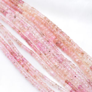 Turmalina rosa birmana natural de 3 mm a 6 mm, cuentas facetadas en forma de rondel, naturales, para la elaboración de joyería fina, cuentas de piedras preciosas. - Product Image 1