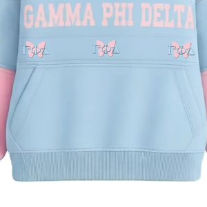 Sweat à capuche surdimensionné en coton/polyester brodé de haute qualité Gamma Phi Delta, vêtements grecs personnalisés - Product Image 5