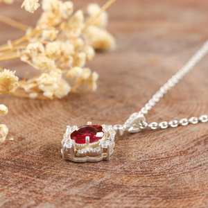 Collier pendentif en rubis rouge naturel pour femme, bijoux minimalistes en rubis rose, élégant en argent sterling, pour fiançailles et anniversaire - Product Image 5