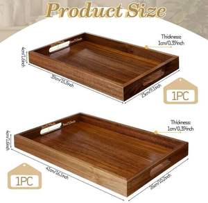 Rectangular Acacia Wood Serving Tray with Handle Single-piece Package Modern Design Fruit Theme Decorative Tray for <b>Home</b> Use - Product Image 5