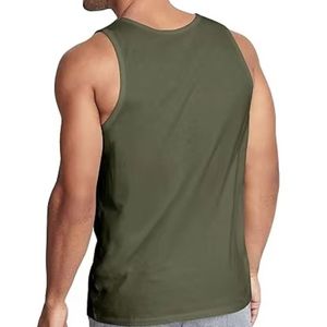 Débardeur Homme Vert Olive Uni Sans Manches, T-shirt de Sport Musculation, Entraînement, Gym, Débardeur Décontracté d'Été, Sous-vêtement Athlétique - Product Image 2