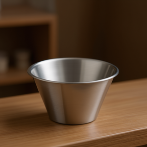 Ciotola conica in acciaio inossidabile da 10 Oz per la preparazione del caffè, design minimalista lucido e resistente - Product Image 3
