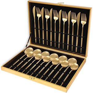 Ensemble de couverts de luxe en or mat, ensemble de couverts en acier inoxydable, cadeau de mariage, vaisselle d'hôtel, vente en gros, vaisselle moderne haut de gamme - Product Image 1