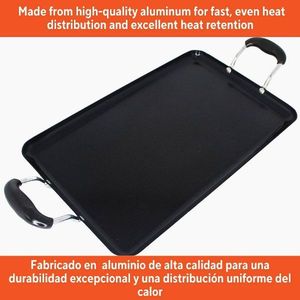 Piastra Doppia in Ceramica 17"x10" Nera Compatibile Elettrica e a Gas in Alluminio Lavabile a Mano - Piastre e Padelle per Grigliare - Product Image 3