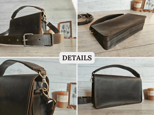 Women Vintage Leather Handbags Handmade Brown Crossbody Purse Shoulder Wrist Bag Clutch Handbag Gift for Her Elegant - Product Image 5