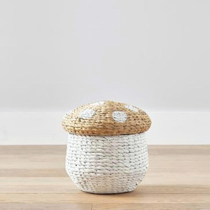Natural Rattan <b>Storage</b> <b>Basket</b> With Lid White And Beige Nordic Style Round Shape For Sundries Organization Eco-Friendly Handwoven - Product Image 3