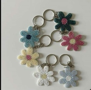 Embroidery Seed Beaded Keychain Lightweight <b>Keyring</b> Handmade Floral <b>Charm</b> For Keys Bag Gift Ethnic Key Holder Statement Piece - Product Image 1