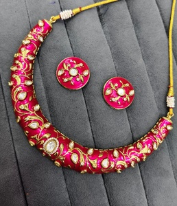 Indian <b>Jewellery</b> Brass <b>Gold</b> Plated Choker <b>Set</b> Trendy Wedding Party and Engagement Jewelry <b>Set</b> for Women Adjustable - Product Image 6