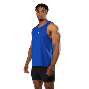 Camiseta sin mangas azul para hombre, transpirable, de malla, ajustada, para gimnasio, entrenamiento, fitness, deportes, OEM, al por mayor - Product Image 2