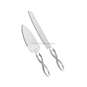 Ensemble de serveur à gâteaux de mariage en acier inoxydable, argent, avec couteau, Design fait main, mère de perle - Product Image 4