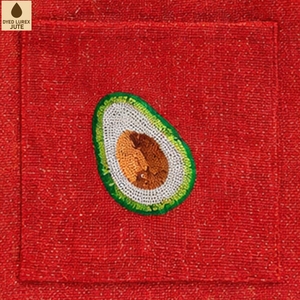 Bolsa de Yute Personalizada con Lentejuelas Bordadas en Rojo y Lurex, con Bolsillo Exterior, 38x39x12 cm, Venta al Por Mayor, OEM, Marca Privada, Exportador de Fábrica - Product Image 3