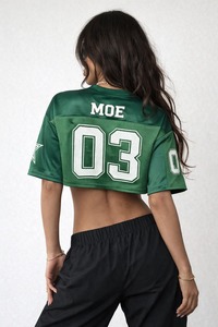 20026 Crop <b>Top</b> women <b>Green</b> <b>Mesh</b> Football Jersey Cropped Tee Custom Logo 03 women's shirt Graphic Shirt Streetwear Casual Fit - Product Image 3