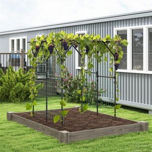 Grande traliccio da giardino antiruggine 200x150x198 cm in ferro con rivestimento in PE per piante rampicanti, elegante recinzione metallica per cancelli - Product Image 5