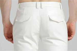 Pantalon en cuir pour homme, couleurs personnalisées, taille mi-haute, léger, teint uni, coupe droite, décontracté, imperméable, faible MOQ, authentique – Meilleures ventes - Product Image 5