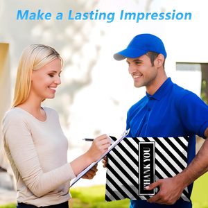 Sacs d'expédition imperméables et résistants aux déchirures Thank You Poly Mailer pour vêtements, sacs postaux robustes avec fermeture auto-adhésive, imprimés à rayures - Product Image 3