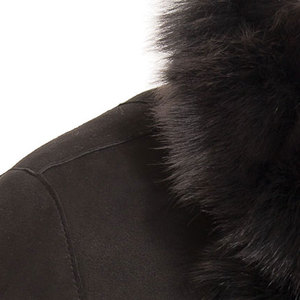 <b>Women's</b> Suede <b>Long</b> Coat With Fur Trim Collar And Cuffs Windproof Winter <b>Jacket</b> Elegant Full Sleeve Single Breasted Design - Product Image 5