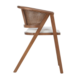 Scandinavian Rattan <b>Dining</b> <b>Chairs</b> with Wood Legs and Cream Cushions Modern Ergonomic Accent <b>Chair</b> - Product Image 4