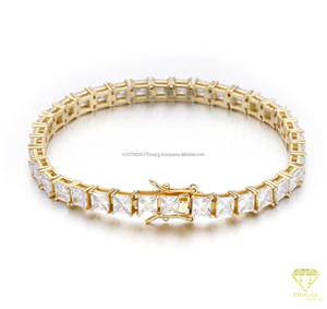 Hip Hop Jewelry Iced Out Rhodium & Gold Plated 925 Sterling Silver VVS Moissanite Diamond Tennis Bracelets for <b>Men</b> Party - Product Image 3