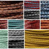 Cordon en cuir tressé véritable pour la fabrication de bijoux, bracelets, colliers, artisanat, accessoires DIY, breloques, couleur personnalisée