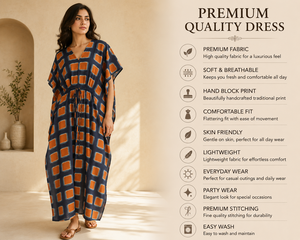 Robe longue bohème pour femme à imprimé géométrique 100 % coton tissé, col en V, taille à cordon, coupe ample, séchage rapide, respirante, idéale pour la plage - Product Image 3