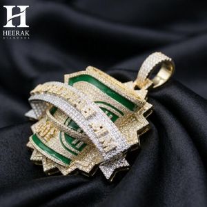Collar con Colgante Personalizado de Hip Hop, Estilo Iced Out, con Diseño de Billete de 100 Dólares y Esmalte Verde, para Hombre - Product Image 3