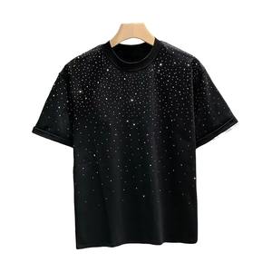 T-shirt Noir Homme 2026 avec Strass Scintillants et Diamants Incrustés – Streetwear de Haute Qualité à Manches Courtes, Respirant et Tendance - Product Image 1