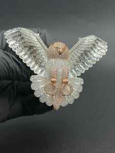 Pendentif en forme de hibou en moissanite, charme hip-hop pour les amoureux des animaux, pour bijoux fins en argent 925, pendentifs et breloques - Product Image 6