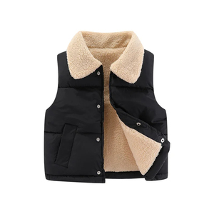 Chaleco Acolchado para Mujer con Cuello de Piel Sintética, Cierre de Botones, Invierno, Relleno de Poliéster, Corto - Product Image 6
