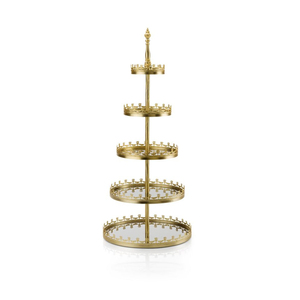 Support à gâteau multi-niveaux en métal avec accent oiseau et plateaux en coquillage, réutilisable pour une présentation élégante de desserts, décoration intérieure, provenance Inde - Product Image 2