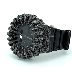 Reloj de Diamantes Negros de Diseño Más Vendido, Unisex, Moderno, para Oficina y Eventos Nocturnos, Disponible para la Venta - Product Image 3