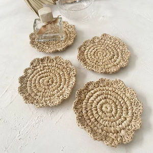 Juego de Posavasos con Forma de Flor, Hechos a Mano con Ratán, Aptos para Decoración de Mesa de Comedor, Fiestas y Regalos, de la India - Product Image 1