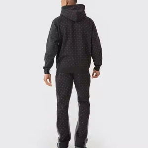 Conjunto Deportivo Personalizado Unisex con Pedrería, 100% Algodón, Pantalones Deportivos y Sudadera con Capucha, Lavado Ácido, Ropa Urbana de Invierno 2025 - Product Image 5