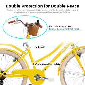 <span class=keywords><strong>Bicicleta</strong></span> Urbana JOYKIE KEANO de 20-26 <span class=keywords><strong>Pulgadas</strong></span>, Acero con Alto Contenido de Carbono, Frenos V Dobles, Protector de Cadena, Canasta Delantera, Portaequipajes Trasero, <span class=keywords><strong>Bicicleta</strong></span> Urbana para Mujer - Product Image 3