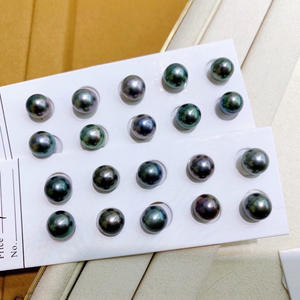 Boucles d'oreilles en perles à double usage en or 18 carats, gris platine naturel et noir, 8-9/9-10 mm, perles fines, lumière intense, disponibles en unité - Product Image 2