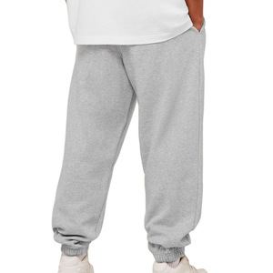 Pantalon de jogging pour homme en molleton épais bleu, coupe droite, jambe extrêmement large, effet délavé, faible MOQ, logo personnalisé - Product Image 2