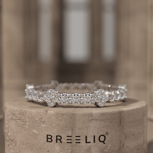 14K Solid Gold Round Lab Grown Diamond Floral Halo Eternity Ring Designer <b>Wedding</b> Band Luxury Fine Jewelry - Product Image 4