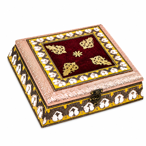 Boîte à fruits secs en bois antique avec motif en croix |   Boîte de rangement décorative artisanale - Product Image 3