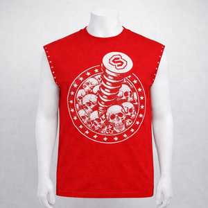 Wholesale Custom printed street fashion retro sleeveless distressed washed vest men's acid washed vest sleeveless solid T-shirt - Product Image 6