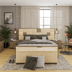 Lit King Size en bois massif fait main, design de qualité supérieure, mobilier de luxe avec pied de lit - Product Image 1